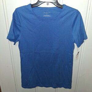 Talbots Cotton Short Sleeve Round Neck Blue Tee NWT Sz M